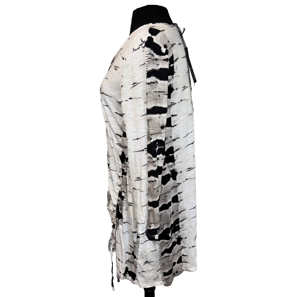 NEW‎ LIV by Habitat Shibori Tie-Dye Crinkle Ruched Tunic Size S White/Black - Picture 9 of 10